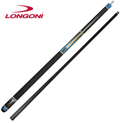 Longoni Galaxy Cyan Elk Style Leather Pool Cue w/Luna Nera Shaft