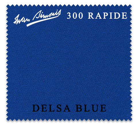 9 ft Simonis 300 Rapide Delsa Blue™ Carom Billiard Cloth with 4 Pre-Cut Rails