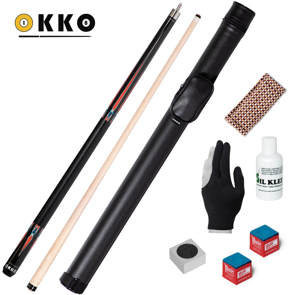 OKKO B-3 Pool Cue w/Maple Shaft, 20 oz, w/Cue Case and Accessories