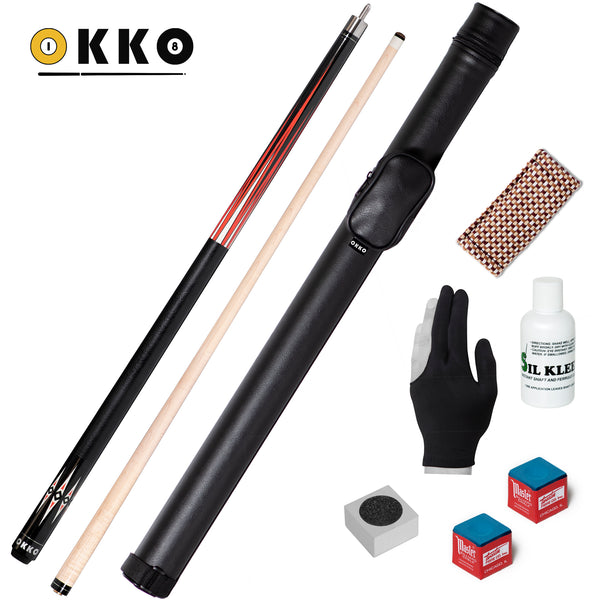 OKKO B-1 Pool Cue w/Maple Shaft, 18 oz, w/Cue Case and Accessories