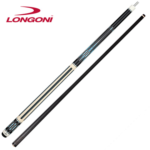 Longoni Black Mamba II Leather Strips Pool Cue w/Luna Nera Shaft