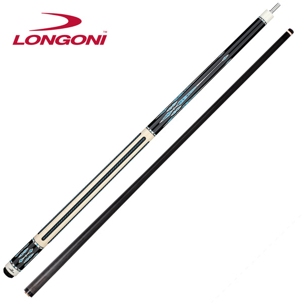 Longoni Black Mamba II Leather Strips Pool Cue w/Luna Nera Shaft