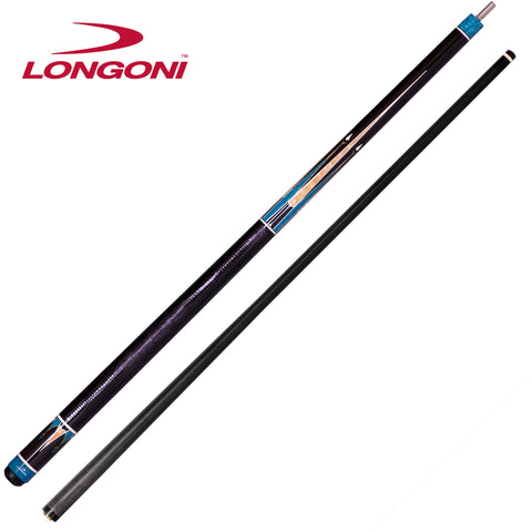Longoni Galaxy Cyan Lizard Style Leather Pool Cue w/Luna Nera Shaft