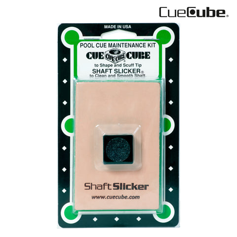 Cue Cube Tip Tool 2 in 1 Black and Shaft Slicker Combo