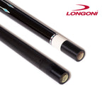 Longoni Black Mamba II Leather Strips Pool Cue w/Luna Nera Shaft
