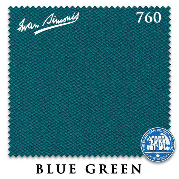 9 ft Simonis 760 Blue Green Pool Table Cloth with 6 Pre-Cut Rails