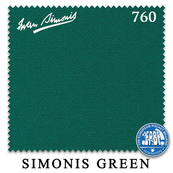 10 ft Simonis 760 Simonis Green™ Pool Table Cloth with 6 Pre-Cut Rails