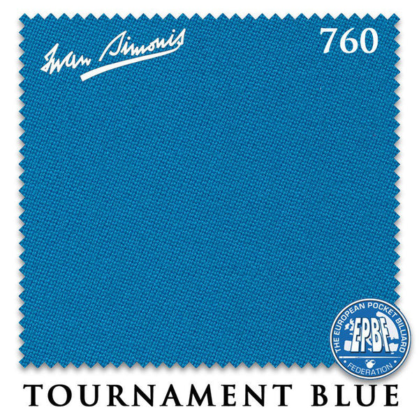 9 ft Simonis 760 Tournament Blue™ Pool Table Cloth with 6 Pre-Cut Rails
