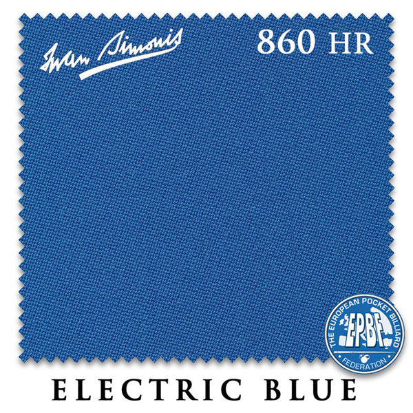 8 ft Simonis 860HR Electric Blue Pool Table Cloth with 6 Pre-Cut Rails