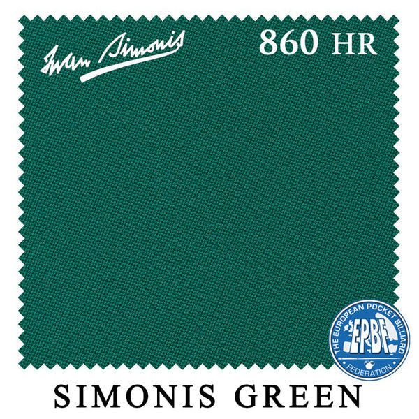 8 ft Simonis 860HR Simonis Green™ Pool Table Cloth with 6 Pre-Cut Rails