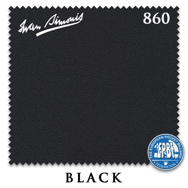 9 ft Simonis 860 Black Pool Table Cloth with 6 Pre-Cut Rails