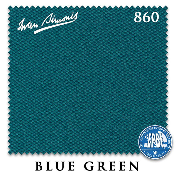 12 ft Simonis 860 Blue Green Pool Table Cloth with 6 Pre-Cut Rails