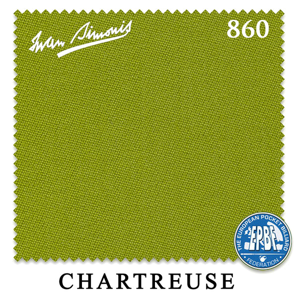 10 ft Simonis 860 Chartreuse Pool Table Cloth with 6 Pre-Cut Rails