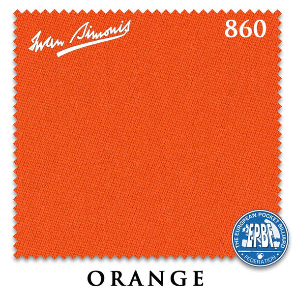 7 ft Simonis 860 Orange Pool Table Cloth with 6 Pre-Cut Rails