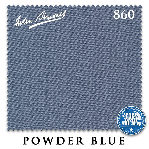8 ft Simonis 860 Powder Blue Pool Table Cloth with 6 Pre-Cut Rails