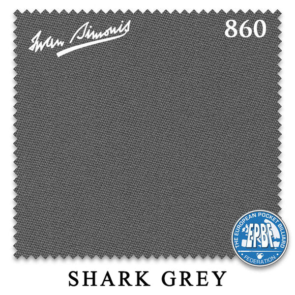 12 ft Simonis 860 Shark Grey Pool Table Cloth with 6 Pre-Cut Rails