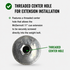 McDermott 1/2" Weight Bolt for McDermott 11" Cue Extension, Precision Machined, Threaded Center Hole