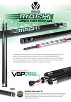 McDermott Vanquish Mach 1 Carbon Fiber Break Pool Cue Linen Wrap  FREE Hard Case