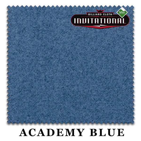 10 ft Championship Invitational Teflon® Academy Blue Pool Table Cloth with 6 Pre-Cut Rails