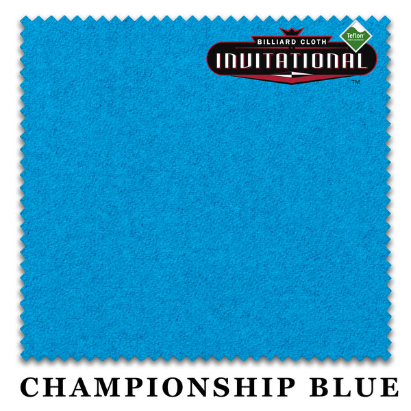 10 ft Championship Invitational Teflon® Championship Blue Pool Table Cloth with 6 Pre-Cut Rails