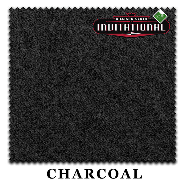 10 ft Championship Invitational Teflon® Charcoal Pool Table Cloth with 6 Pre-Cut Rails