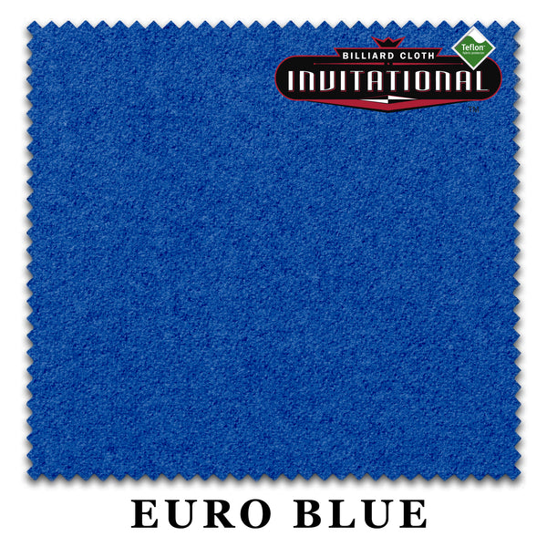 10 ft Championship Invitational Teflon® Euro Blue Pool Table Cloth with 6 Pre-Cut Rails