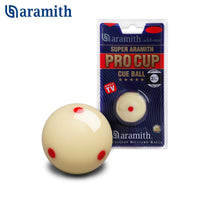 Super Aramith Pro-Cup Snooker Cue Ball 2 1/16" 6 Red Dots in a blister