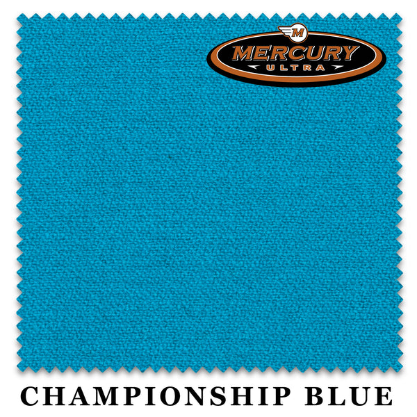 10 ft Championship Mercury Ultra™ Championship Blue Pool Table Cloth with 6 Pre-Cut Rails
