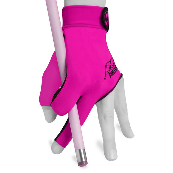 Predator Billiard Glove for Left Hand Pink w/Black Logo S/M