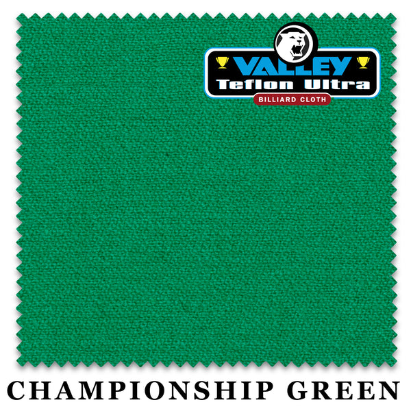 7 ft Championship Valley Teflon® Ultra Backed Championship Green Pool Table Cloth with 6 Pre-Cut Rails