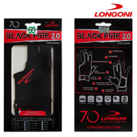 Longoni Billiard Glove Black Fire 2.0 for Right Hand M