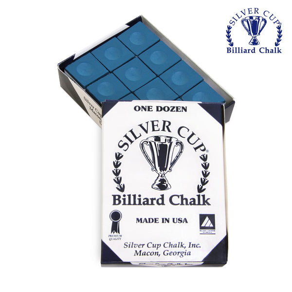 Silver Cup Billiard Chalk Electric Blue 12 pcs