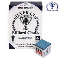 Silver Cup Billiard Chalk Powder Blue 12 pcs
