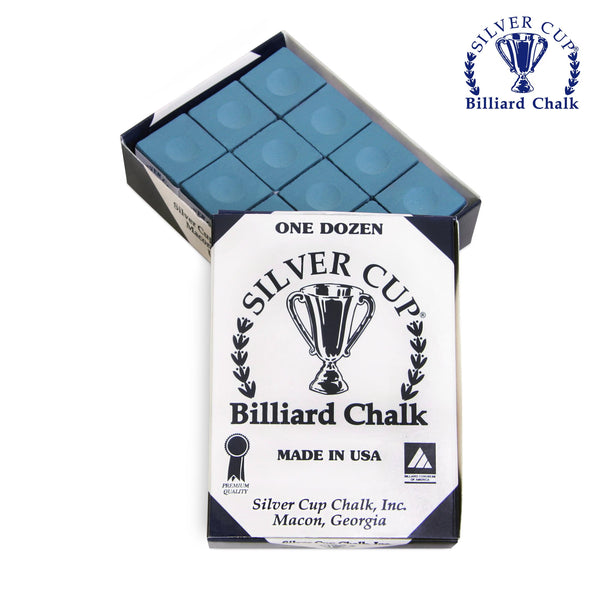 Silver Cup Billiard Chalk Powder Blue 12 pcs