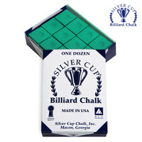 Silver Cup Billiard Chalk Tournament Green 12 pcs