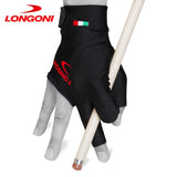 Longoni Billiard Glove Black Fire 2.0 for Right Hand M